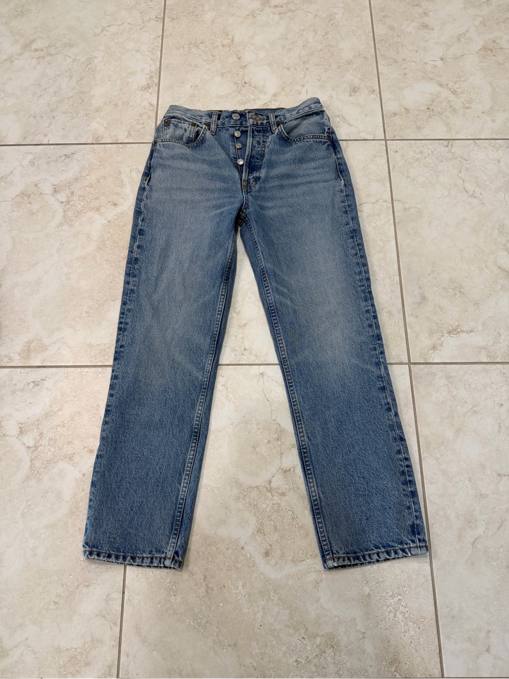 Re/Done Light Blue High-Rise Denim Stove Pipe
